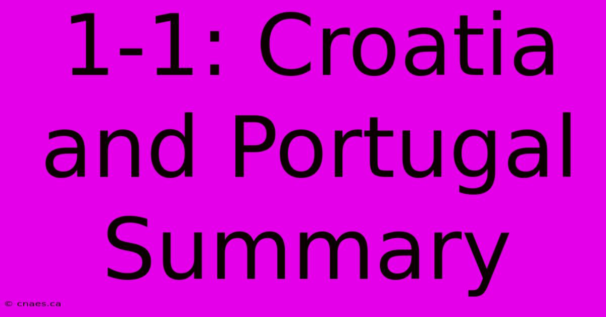 1-1: Croatia And Portugal Summary