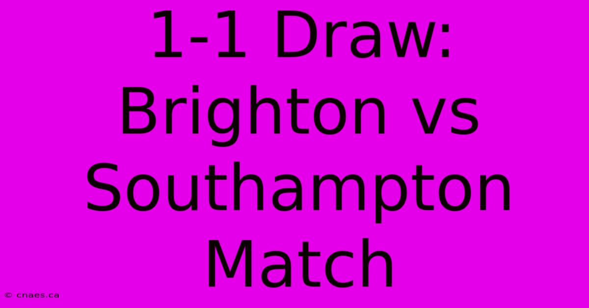 1-1 Draw: Brighton Vs Southampton Match