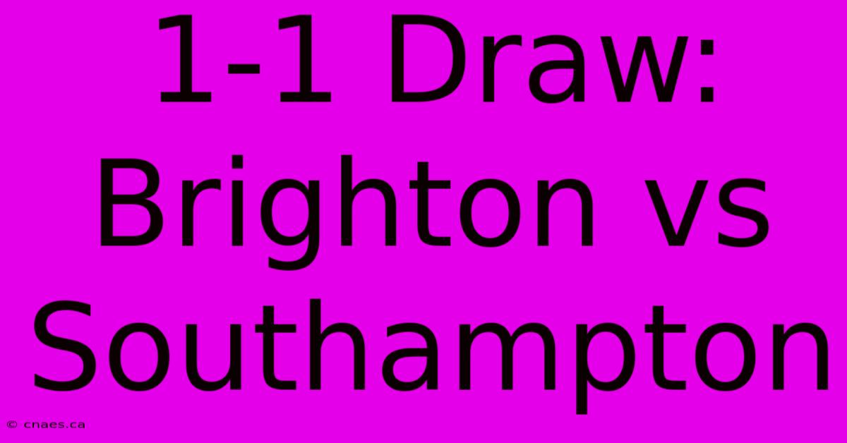 1-1 Draw: Brighton Vs Southampton