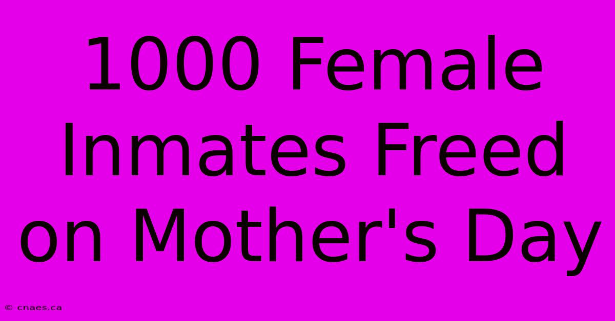 1000 Female Inmates Freed On Mother's Day