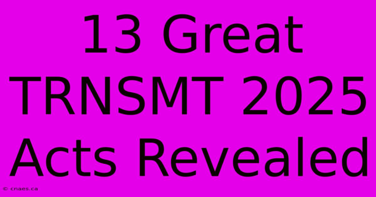 13 Great TRNSMT 2025 Acts Revealed