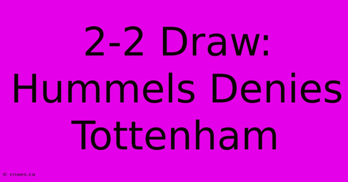 2-2 Draw: Hummels Denies Tottenham