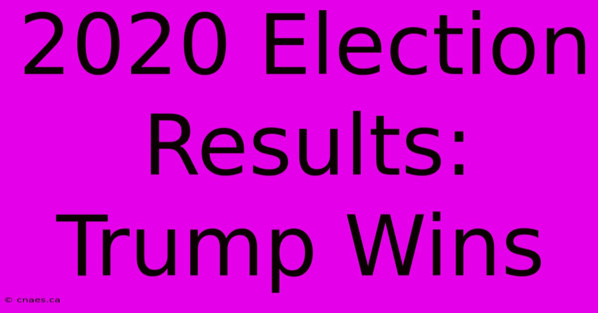 2020 Election Results: Trump Wins 