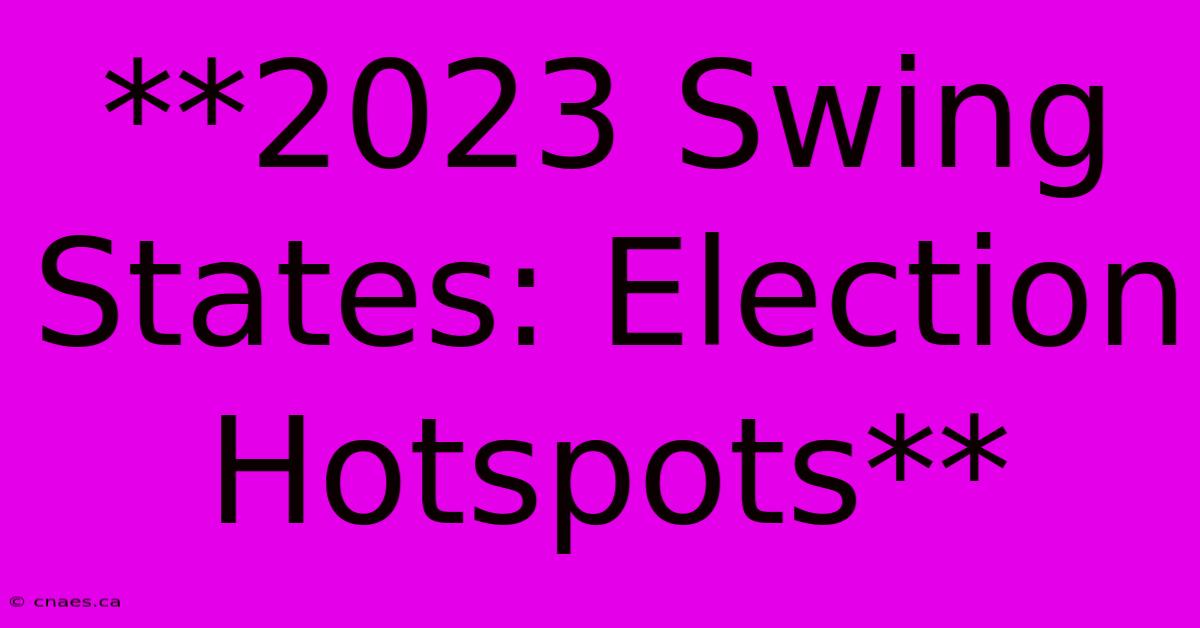 **2023 Swing States: Election Hotspots**