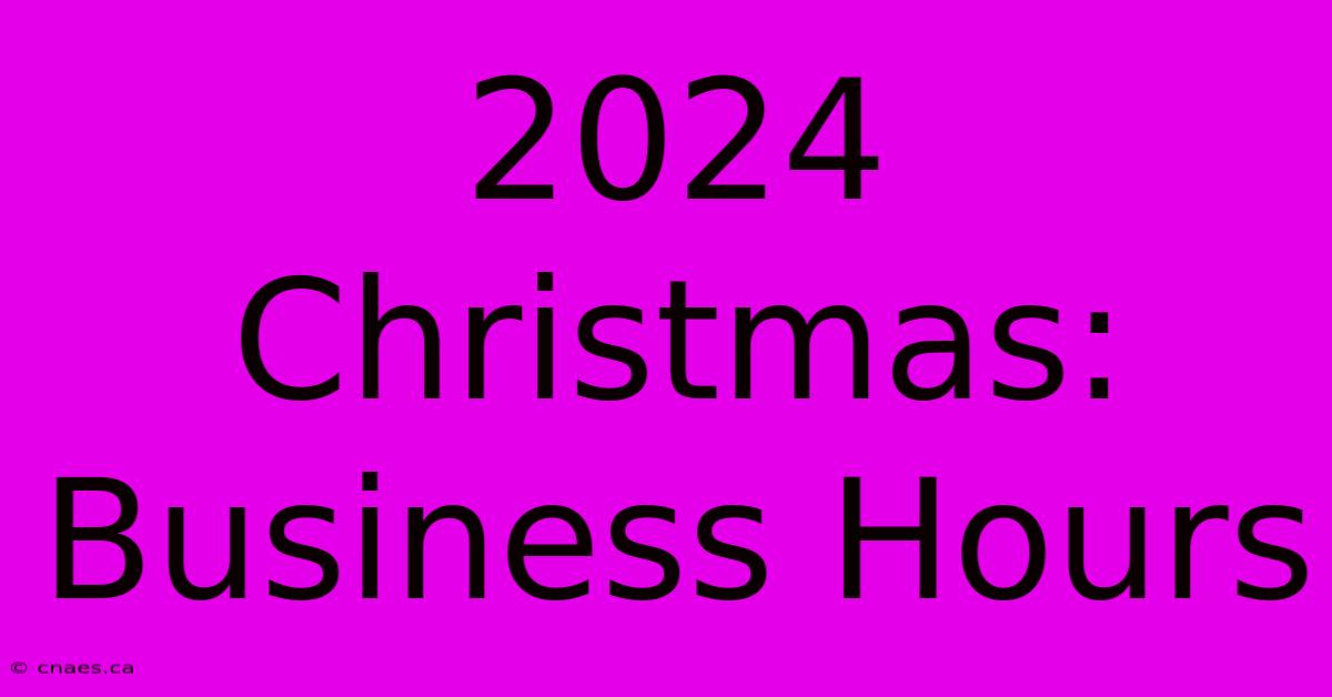 2024 Christmas: Business Hours