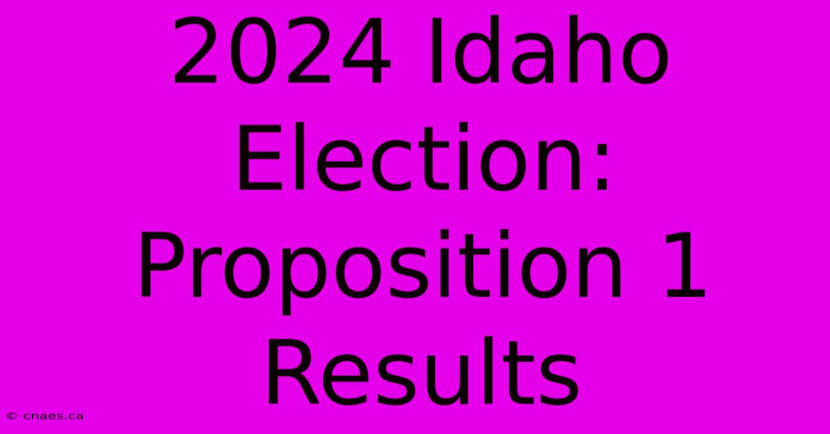 2024 Idaho Election: Proposition 1 Results