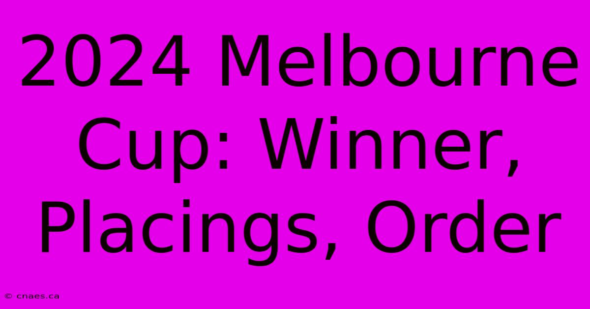 2024 Melbourne Cup: Winner, Placings, Order