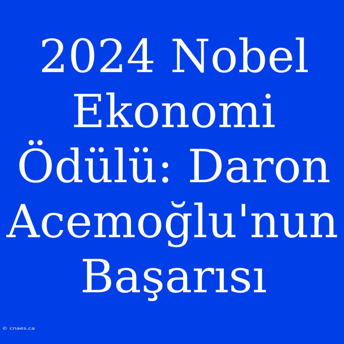 2024 Nobel Ekonomi Ödülü: Daron Acemoğlu'nun Başarısı