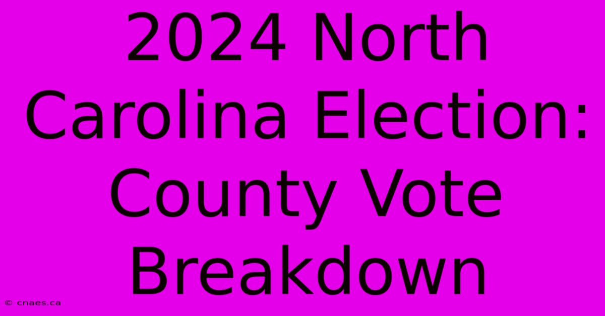 2024 North Carolina Election: County Vote Breakdown