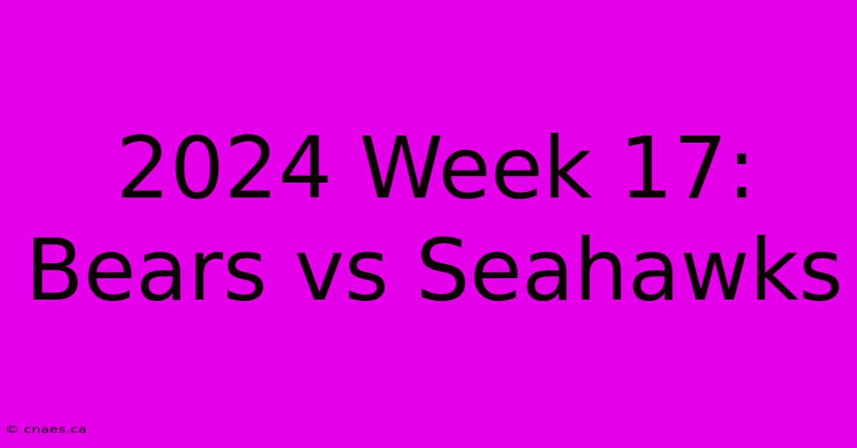 2024 Week 17: Bears Vs Seahawks