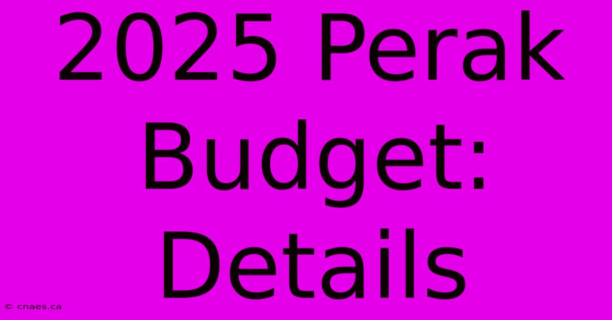 2025 Perak Budget: Details