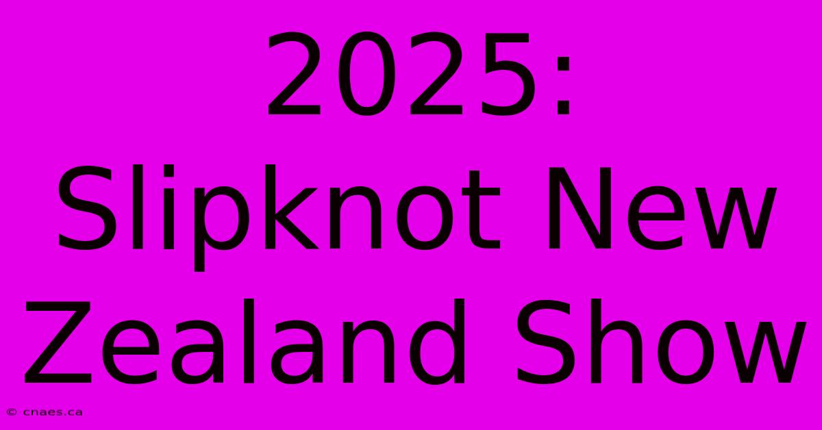 2025: Slipknot New Zealand Show