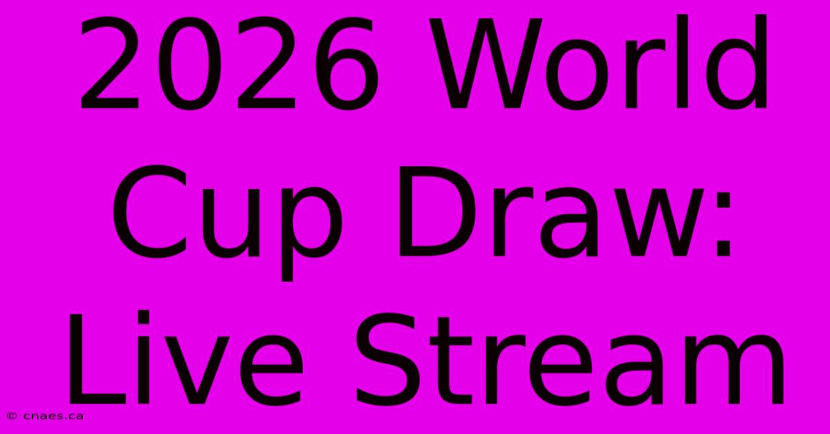 2026 World Cup Draw: Live Stream