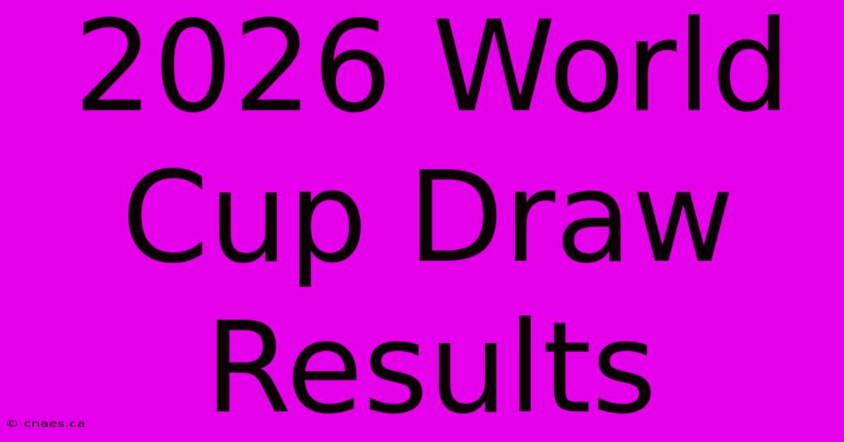 2026 World Cup Draw Results