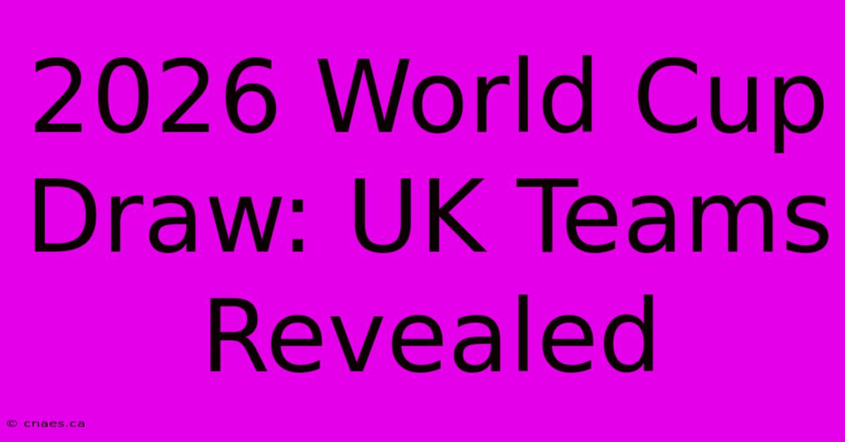 2026 World Cup Draw: UK Teams Revealed