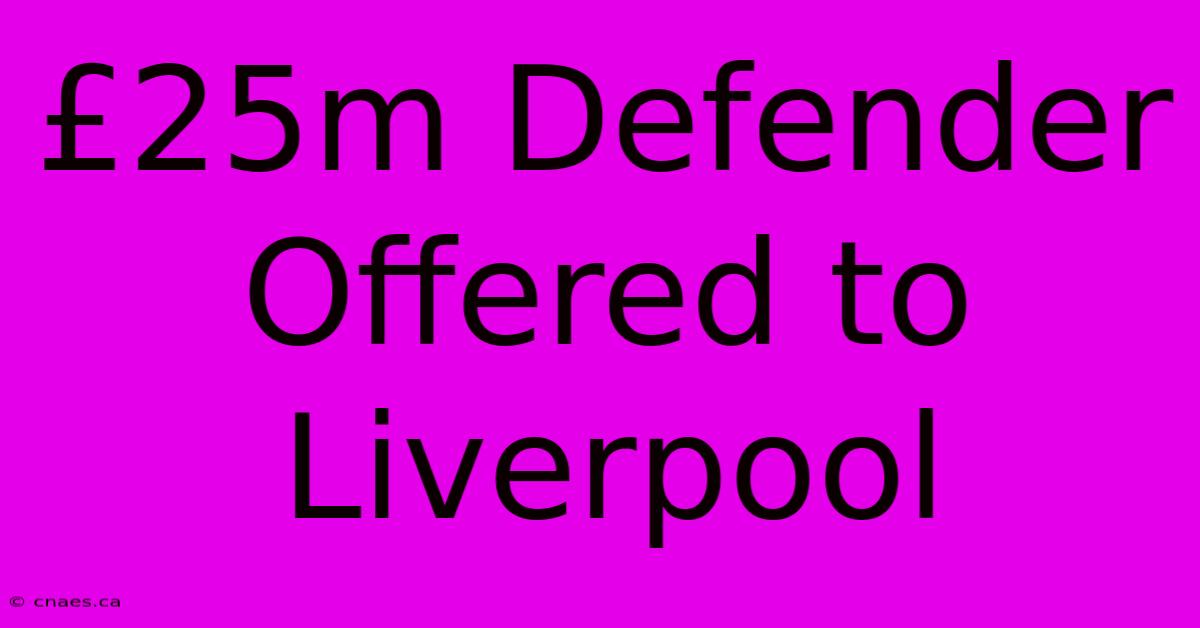 £25m Defender Offered To Liverpool