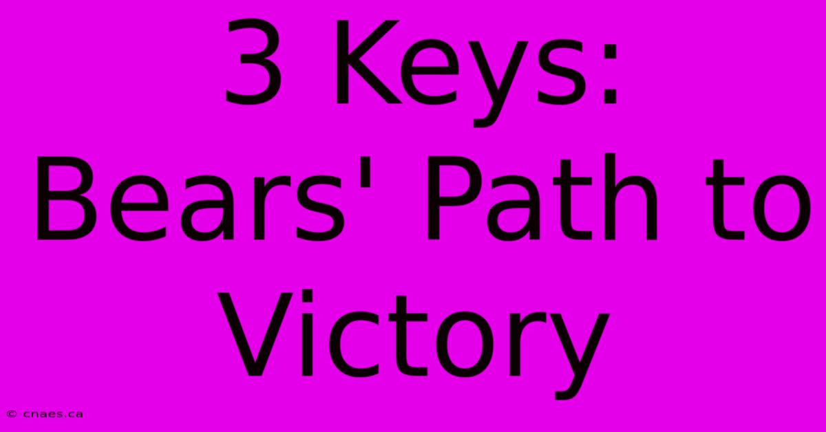 3 Keys: Bears' Path To Victory