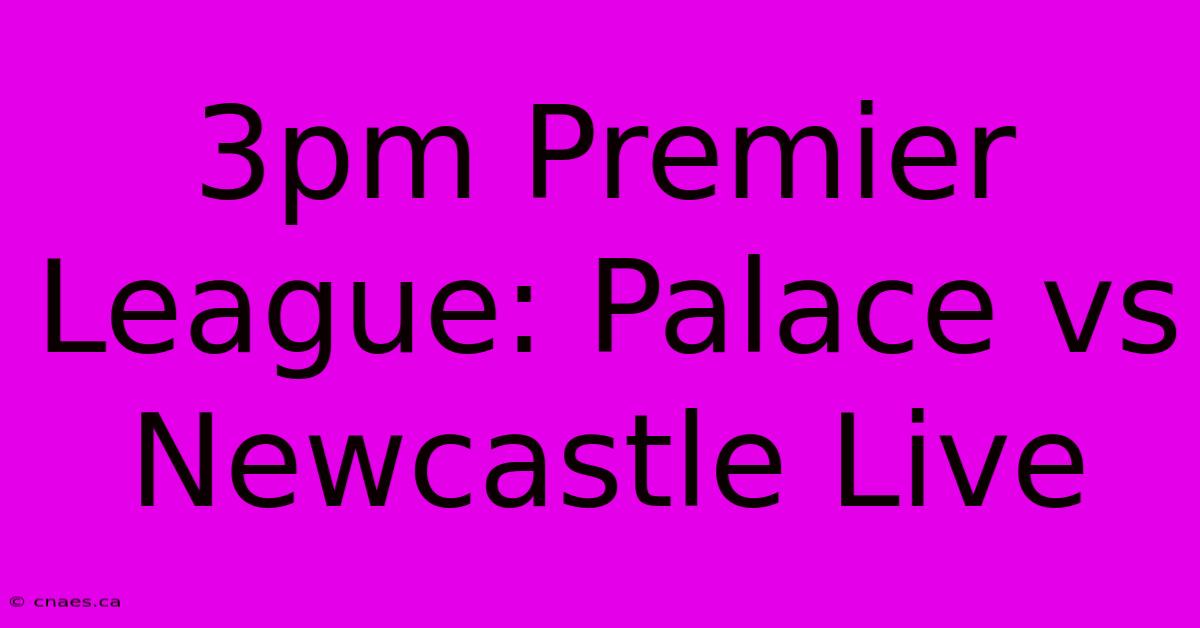 3pm Premier League: Palace Vs Newcastle Live