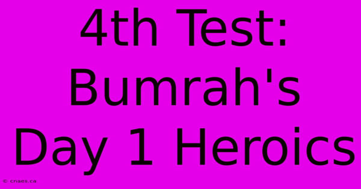 4th Test: Bumrah's Day 1 Heroics