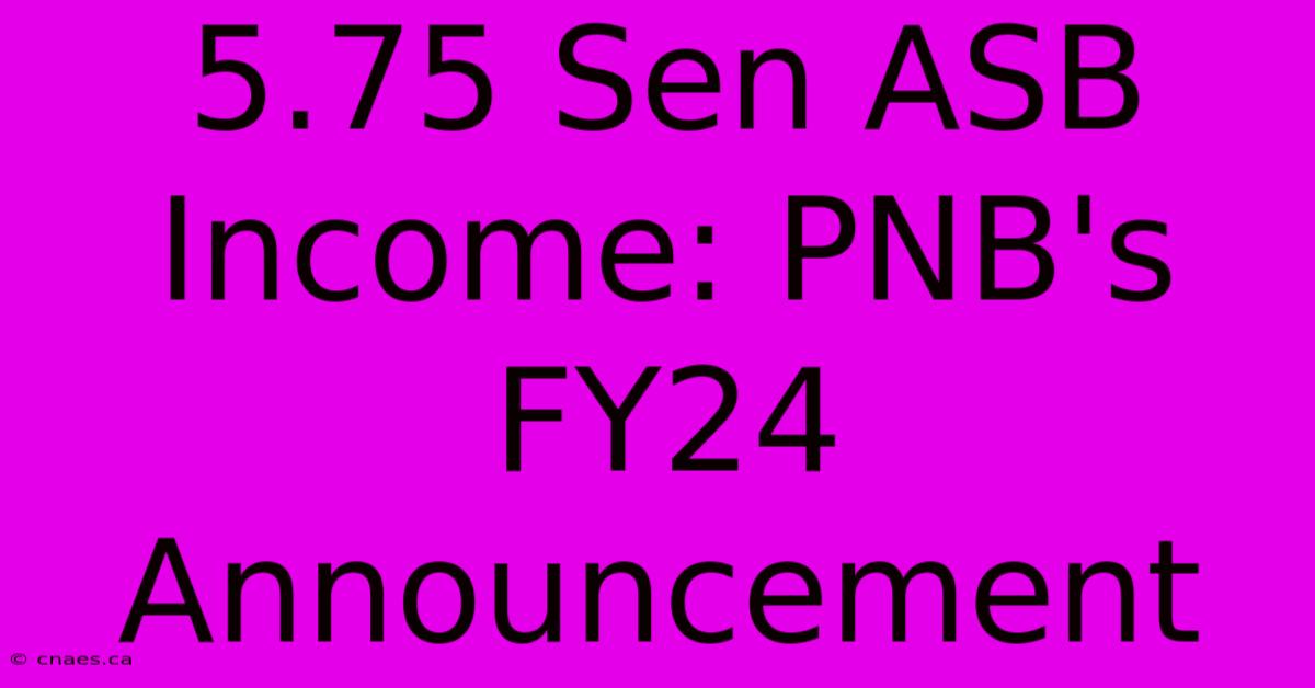 5.75 Sen ASB Income: PNB's FY24 Announcement