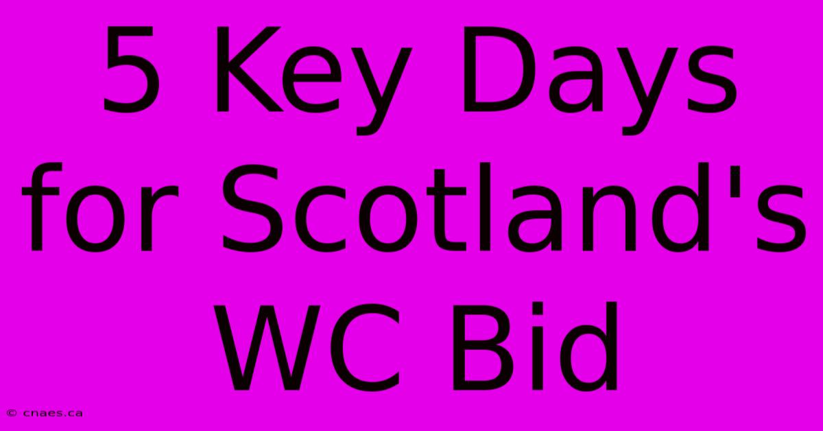 5 Key Days For Scotland's WC Bid