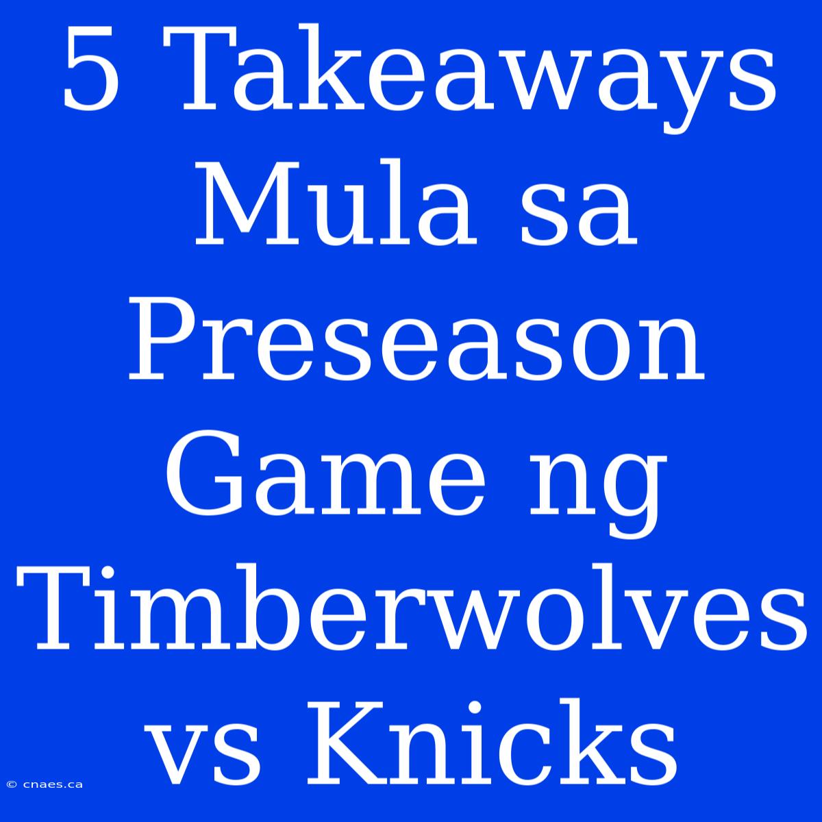 5 Takeaways Mula Sa Preseason Game Ng Timberwolves Vs Knicks