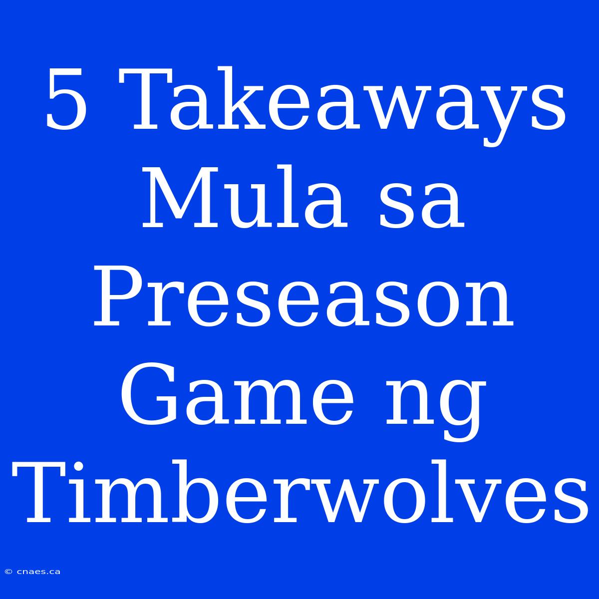 5 Takeaways Mula Sa Preseason Game Ng Timberwolves