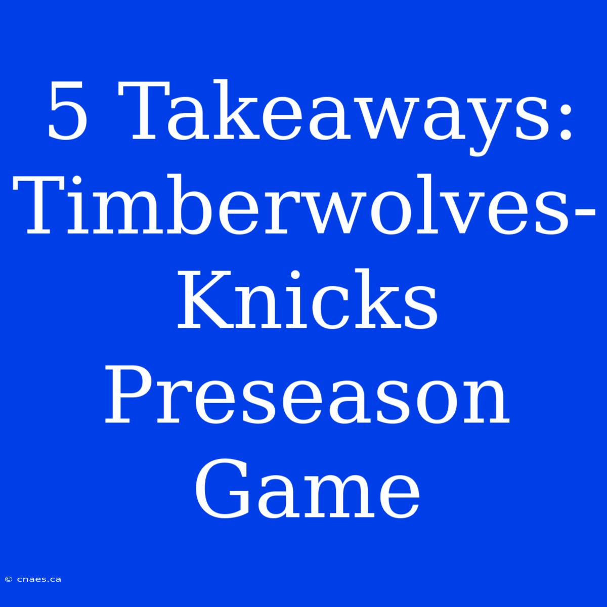 5 Takeaways: Timberwolves-Knicks Preseason Game