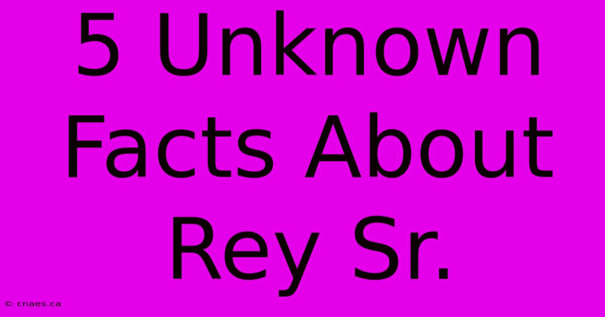 5 Unknown Facts About Rey Sr.