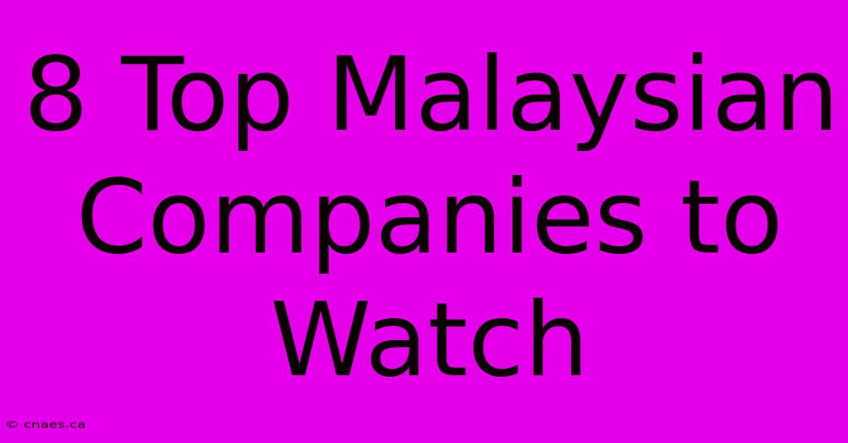 8 Top Malaysian Companies To Watch