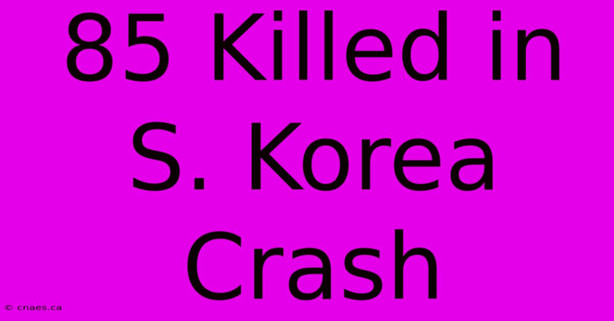 85 Killed In S. Korea Crash