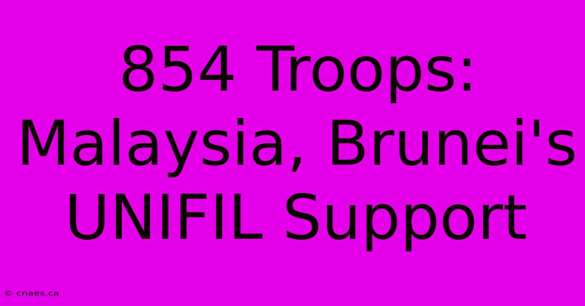 854 Troops: Malaysia, Brunei's UNIFIL Support