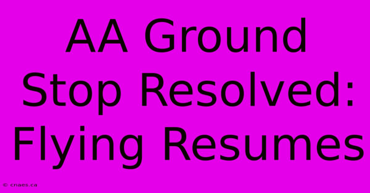 AA Ground Stop Resolved: Flying Resumes