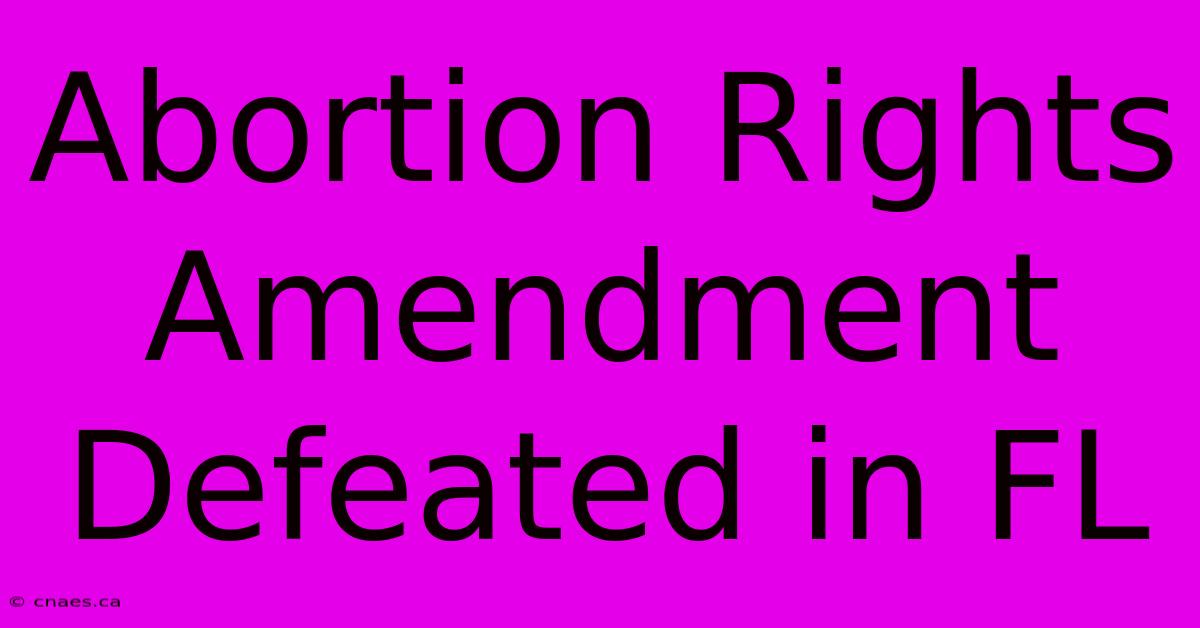 Abortion Rights Amendment Defeated In FL