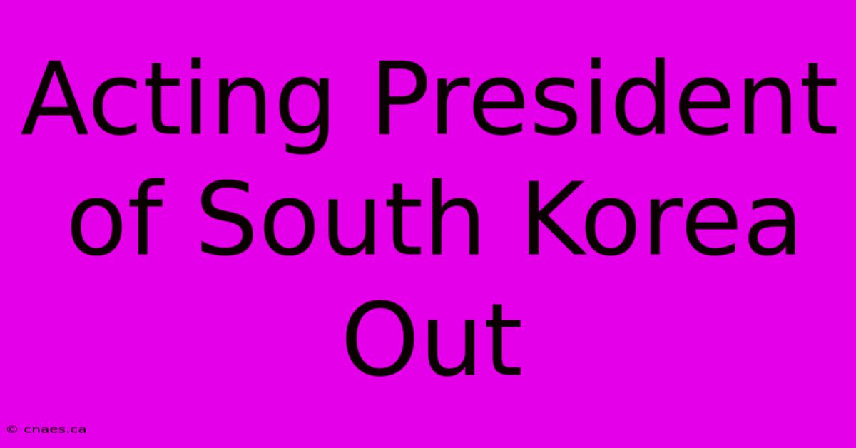 Acting President Of South Korea Out