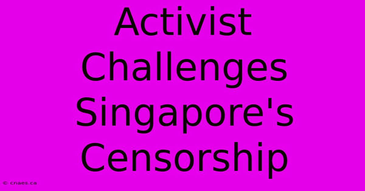 Activist Challenges Singapore's Censorship