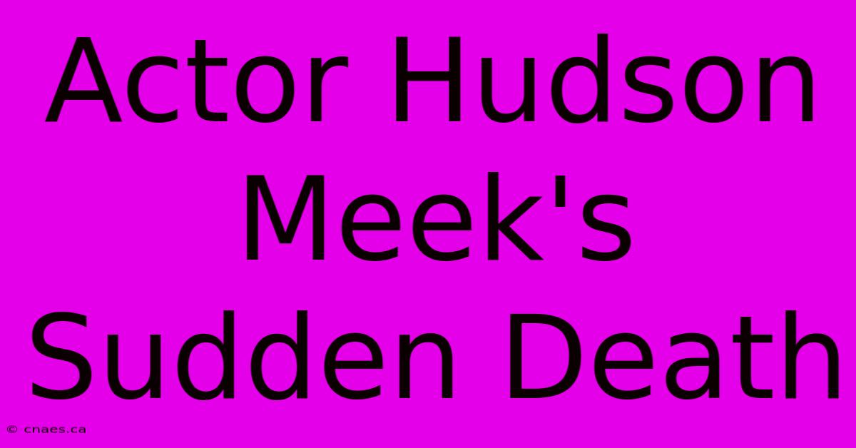 Actor Hudson Meek's Sudden Death