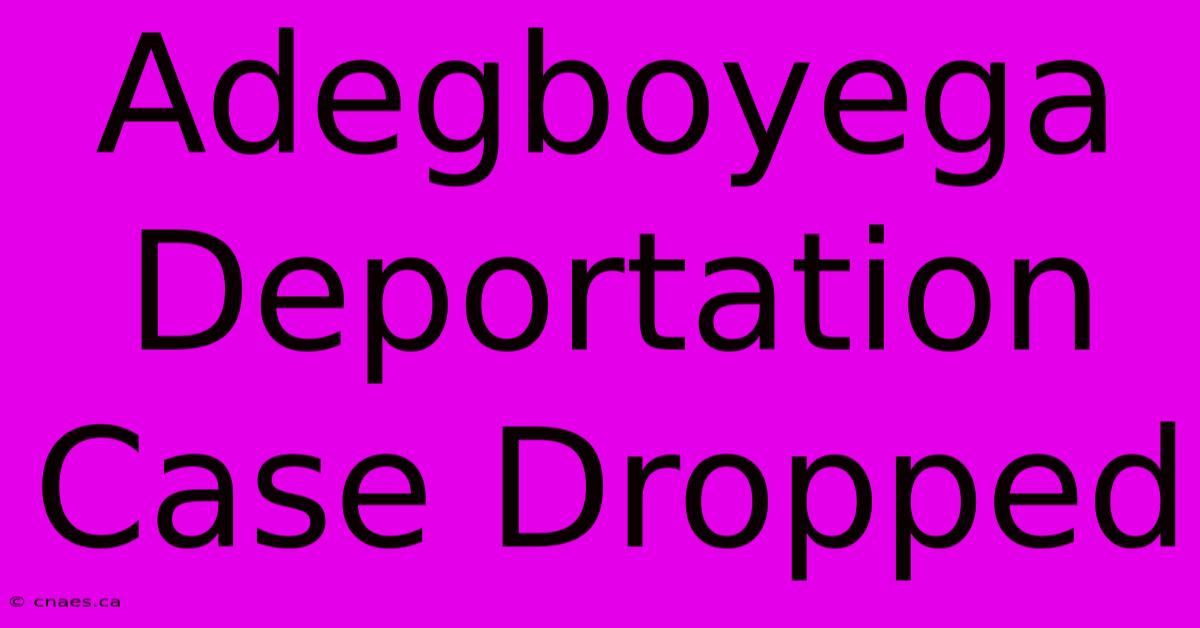 Adegboyega Deportation Case Dropped