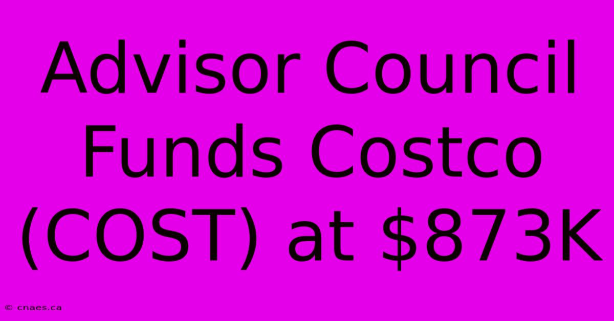 Advisor Council Funds Costco (COST) At $873K 