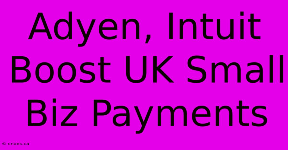 Adyen, Intuit Boost UK Small Biz Payments