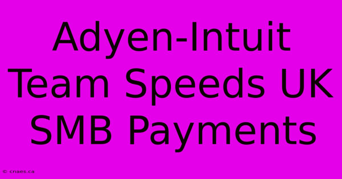 Adyen-Intuit Team Speeds UK SMB Payments