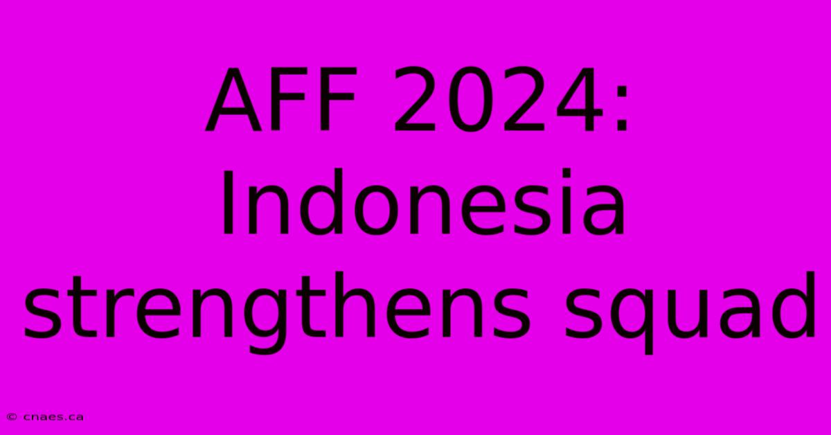 AFF 2024: Indonesia Strengthens Squad