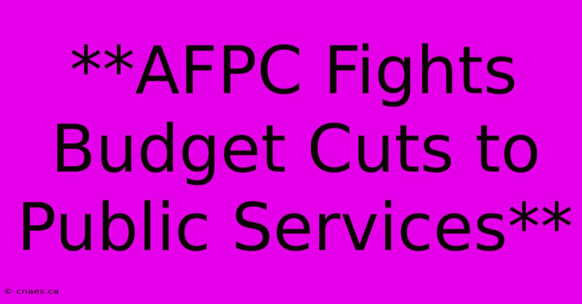 **AFPC Fights Budget Cuts To Public Services**