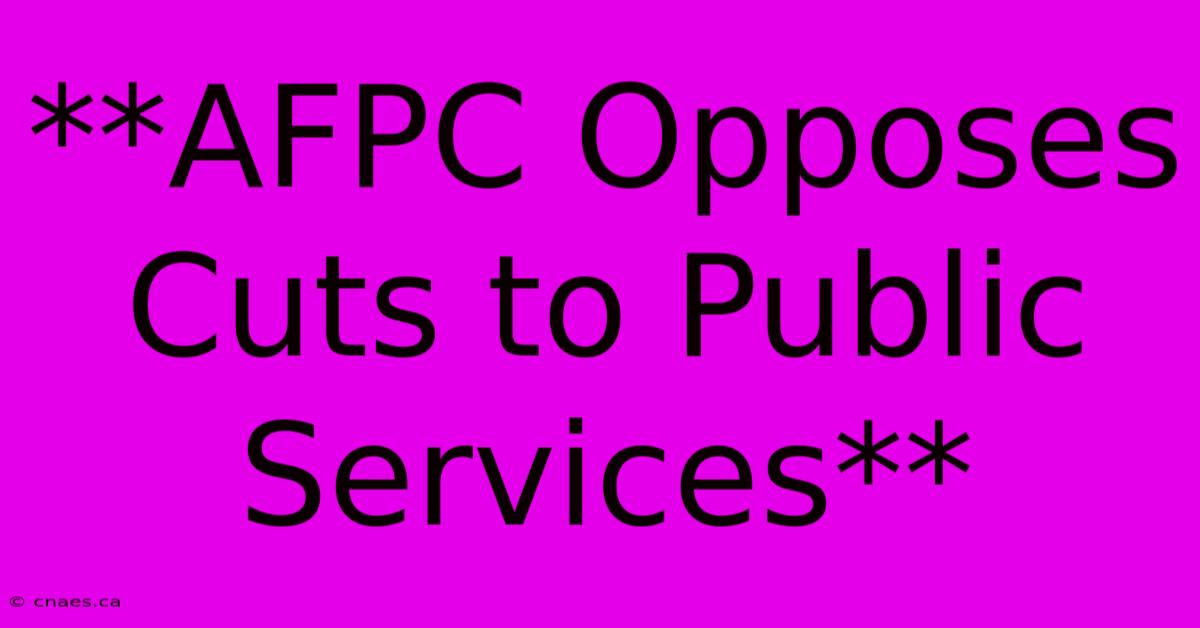 **AFPC Opposes Cuts To Public Services** 