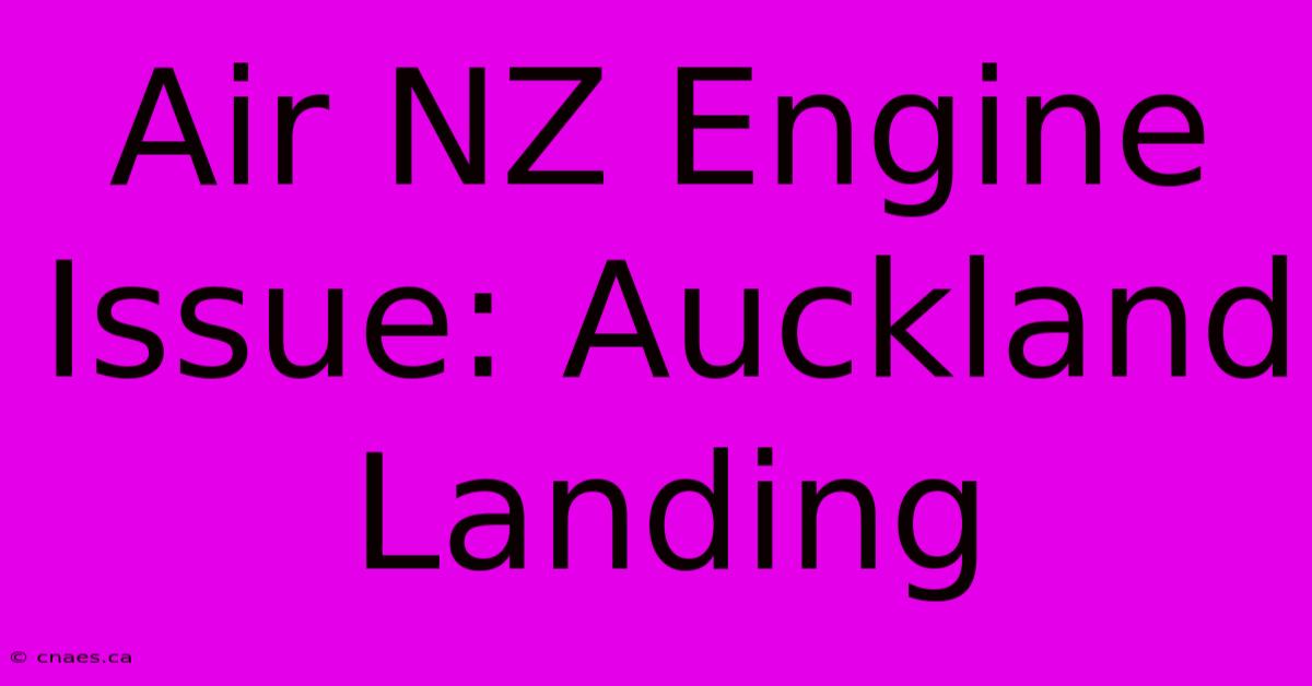 Air NZ Engine Issue: Auckland Landing