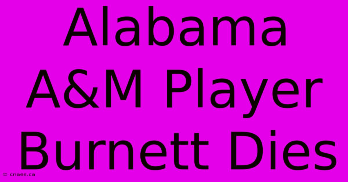 Alabama A&M Player Burnett Dies