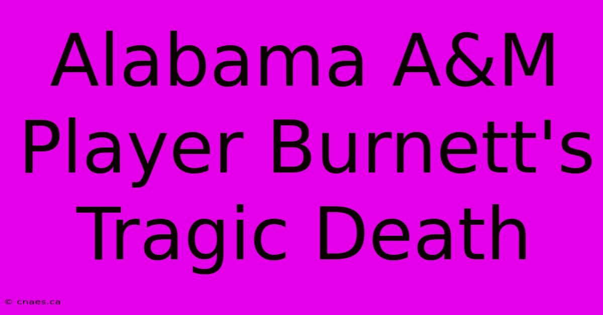 Alabama A&M Player Burnett's Tragic Death