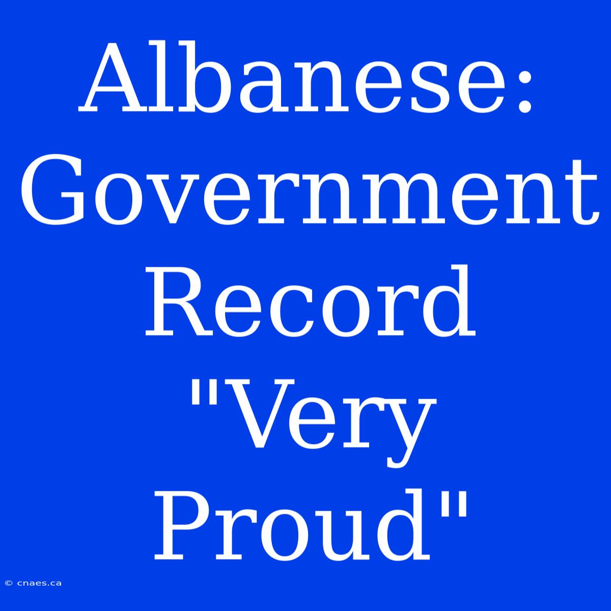 Albanese: Government Record 