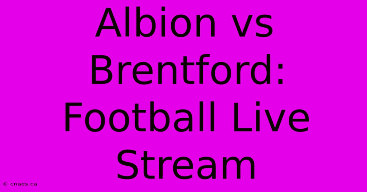 Albion Vs Brentford: Football Live Stream