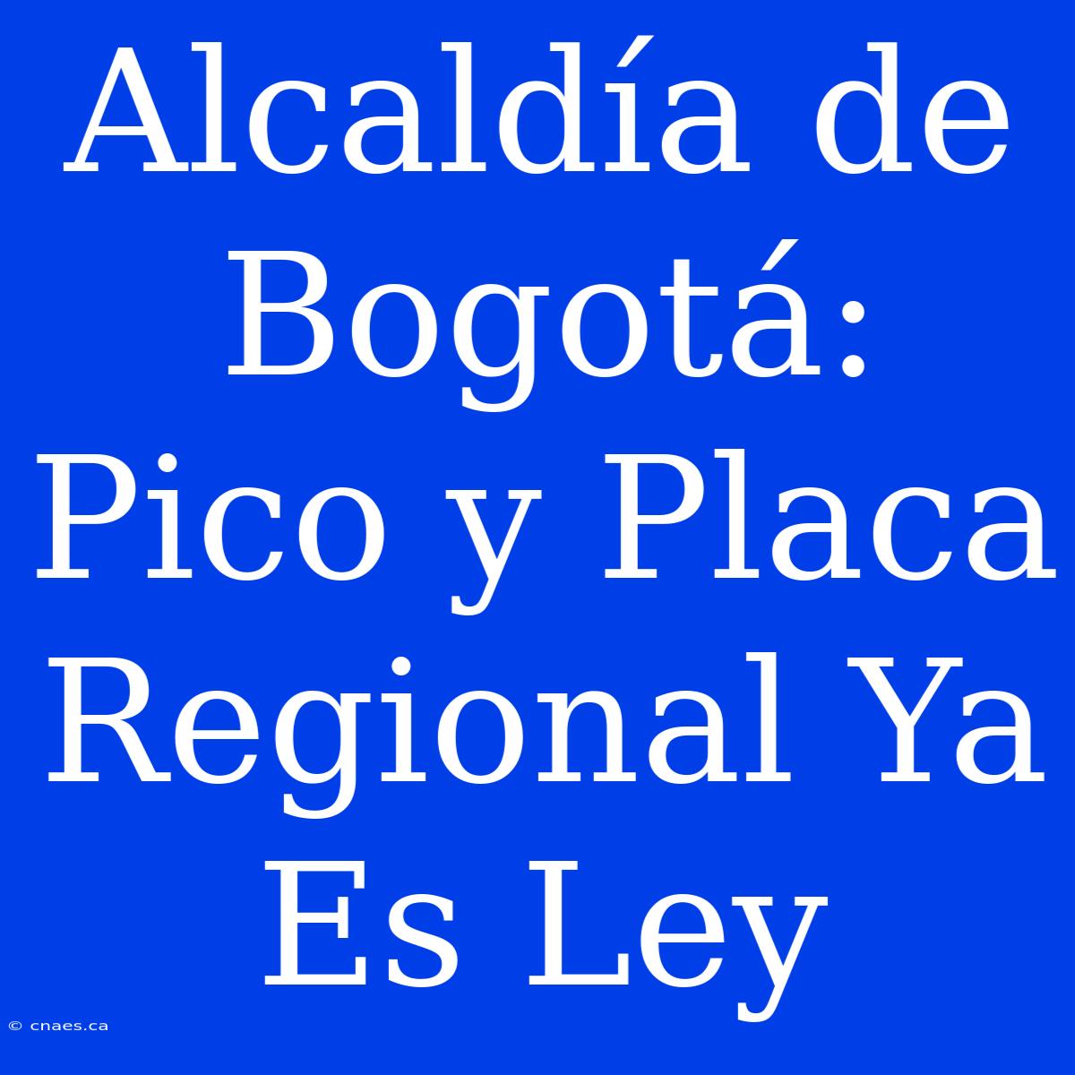 Alcaldía De Bogotá: Pico Y Placa Regional Ya Es Ley